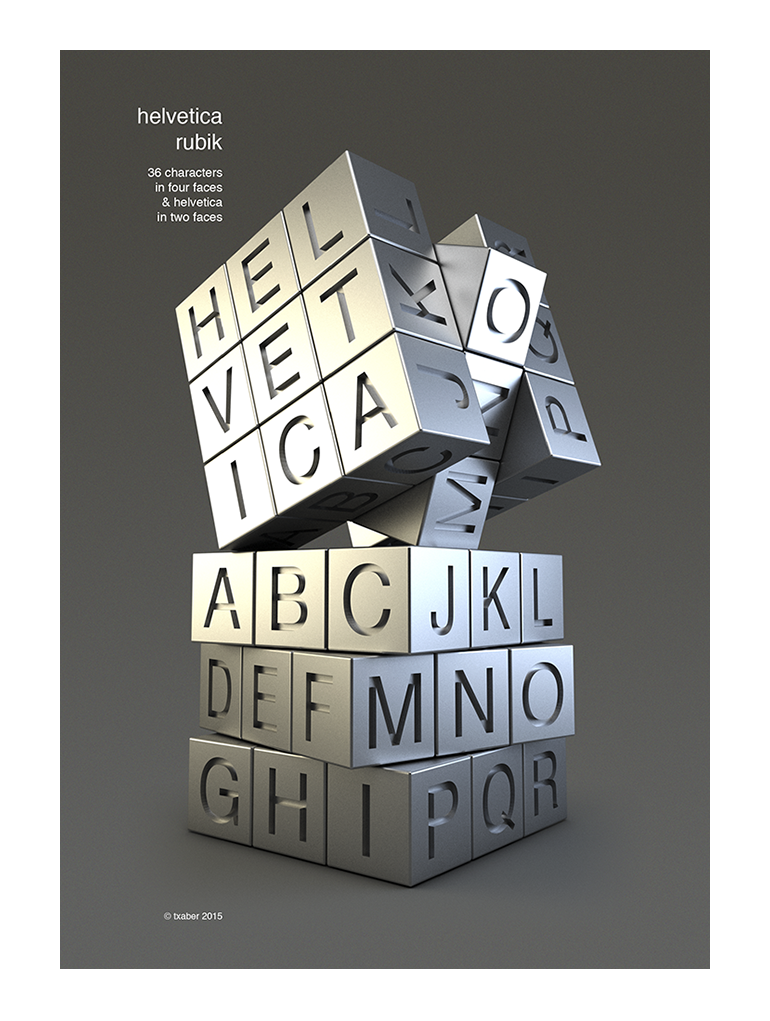 cubo de rubik, tipografía helvética