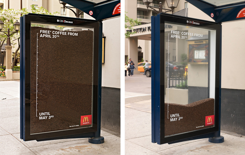 publicidad de café, anuncio de café, street marketing